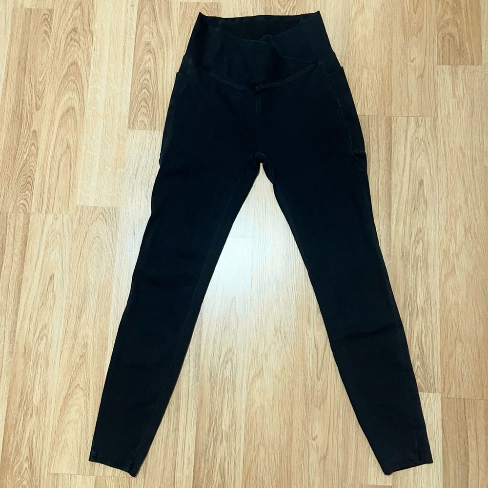 NEW Halara FlexCrossover Pocket Washed Denim Work Leggings Medium Black - Picture 6 of 14
